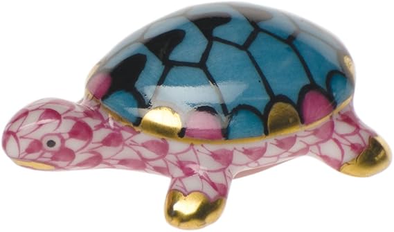 Herend Turtle Tiny Raspberry Fishnet