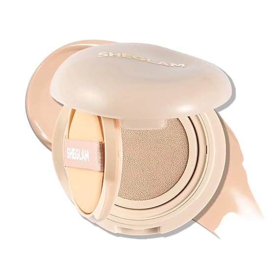 SHEGLAM Lock & Go Long-Lasting Cushion Foundation Soft Matte Weightless Waterproof for Flawless Base Makeup-Chantilly