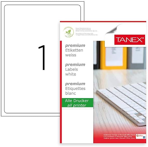 Tanex Tw-2001 Lazer Postalama, Davetiye, Kargo Işleri Için Her Pakette 100 Sayfa Etiket, Beyaz