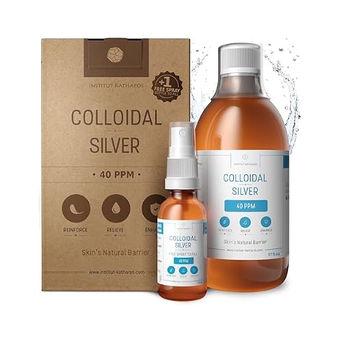 Colloidal Silver Optimal Concentration Formula, Smaller Particles, Better Results Laboratory Certified Liquid Silver Made in EU Free Spray Bottle to Fill & Ebook (17 fl oz)