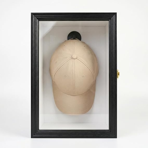 Hat Display Case with Hinged Door, Baseball Cap Shadow Box