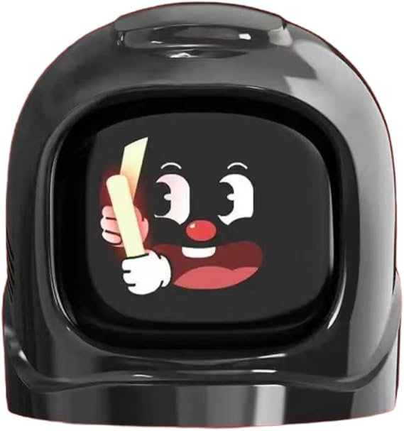 Smart Interactive Car Robot - AI Emotion Dashboard Companion with 60+ Dynamic Emojis, Intelligent Driving Sensor Tech, Magnetic Base & Interchangeable Racing Helmet Shells (Black)
