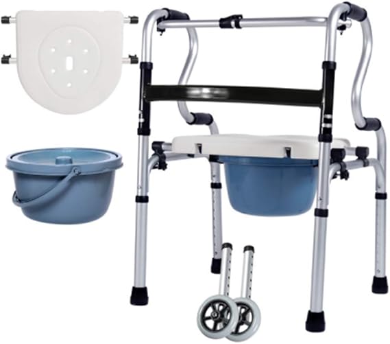 Folding Walker Multi Function Walking Aid for Disabled and Elderly Lightweight Aluminium Walking Zimmer Frame Walker Highly Adjustable(