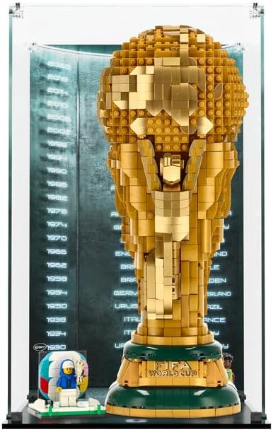 Display Case Compatible with LEGO 43020 FIFA World Cup Official Trophy - Display Case, (Special Edition (Printed Back and Base Panel)