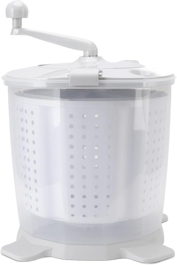 Portable Manual Washing Machine Manual Clothes Washer Dehydration Hand Crank Washing Machine for Dormitory Apartment Rv Suction Base Feet and Spce Saving (Nordic Grey)