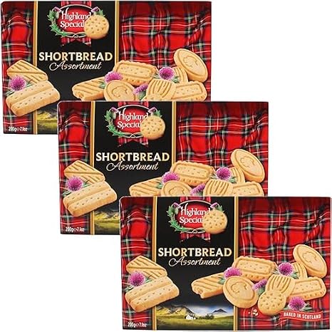 Highland Scottish Shortbread Biscuits 200g - Traditional Scottish Short bread Fingers Individually Wrapped, Luxury Scottish Shortbread Assortment Bundle, Rich Butter Biscuits (Pack of 3 x 200g)