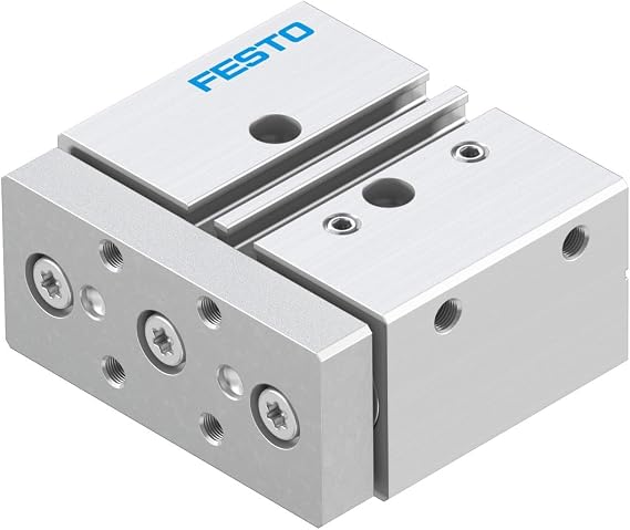 Festo Dfm-16-10-p-a-kf (170907), 10 Mm Stroke, 16 Mm Bore, 2-10 Bar Operating Pressure, Double-acting, Elastic Cushioning Rings/pads At Both Ends, Guided Actuator, M5 Pneumatic Connection, Recirculati