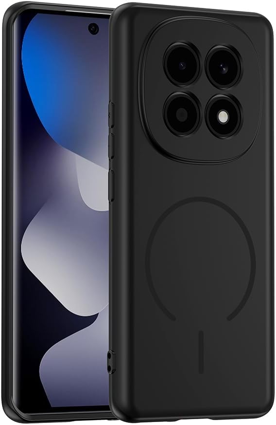 Aksesuarcim Xiaomi Redmi Note 15 5G ile Uyumlu Kılıfı Silikon M-Safe Şarj Özellikli Kamera Lens Korumalı Mat Renkli İnce Kapak Meta Siyah