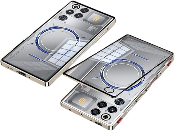 Red Magic 11 Pro Case Metal Bumper Light Weight Thin Lens Protection Shock Absorption Aluminum Frame Clear Glass Back Cover for Red Magic 11 Pro+ RM11P-WD-51029 Gold