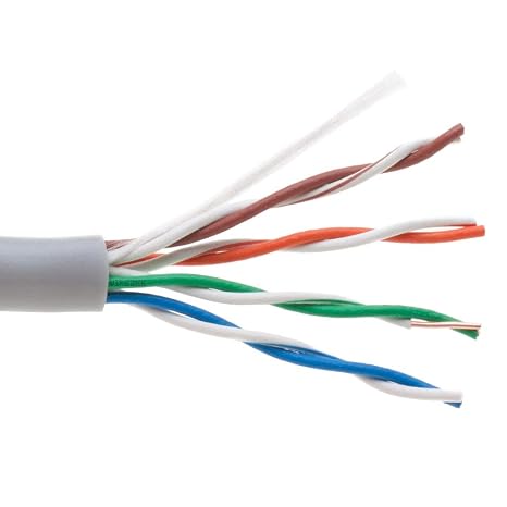 WIREZEE 24AWG 4 Pair CAT5e Unshielded Twisted Pair (UTP) Indoor Copper Solid Cable 1000FT (UTP Copper, White)