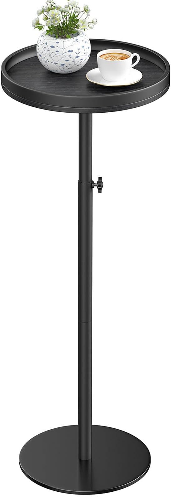 Round Side Table, Small Drink Table for Small Spaces, Black