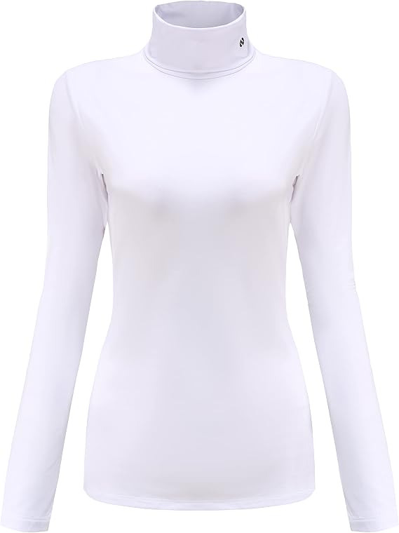 SSLR-Thermal-Shirts for-Women-Turtleneck Long Sleeve Tops Fleece Lined Winter Slim Fitted Mock Neck Base Layer