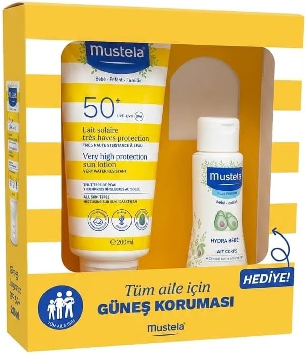 mustela Güneş Losyonu SPF50 200 ml + mustela Hydra Bebe 100 ml
