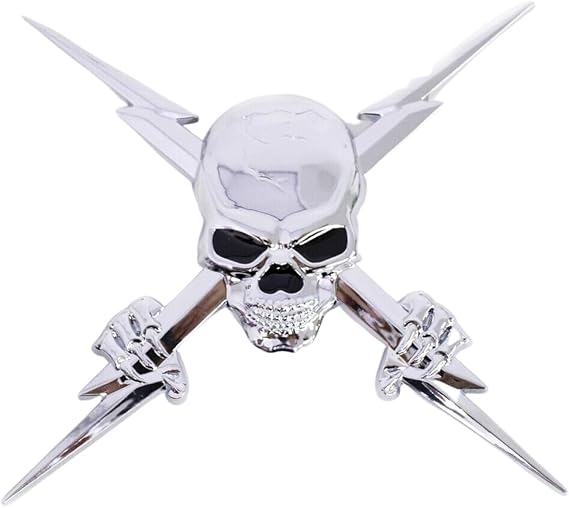 Custom Chrome 3D Skull Badge Decal | Automotive Exterior Accessories | 3D Skull Emblem | Custom Car Emblem | Skeleton car Accessories