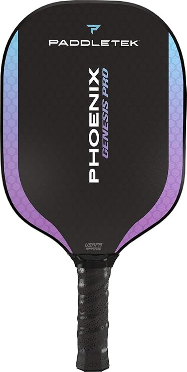 Paddletek Phoenix Genesis Pro - Professional Pickleball Paddles with Honeycomb Core SRT Pro PolyCore & Fiberglass Epoxy Surface - High Tack Performance Grip 7.8 oz to 8.2 oz USAPA Approved