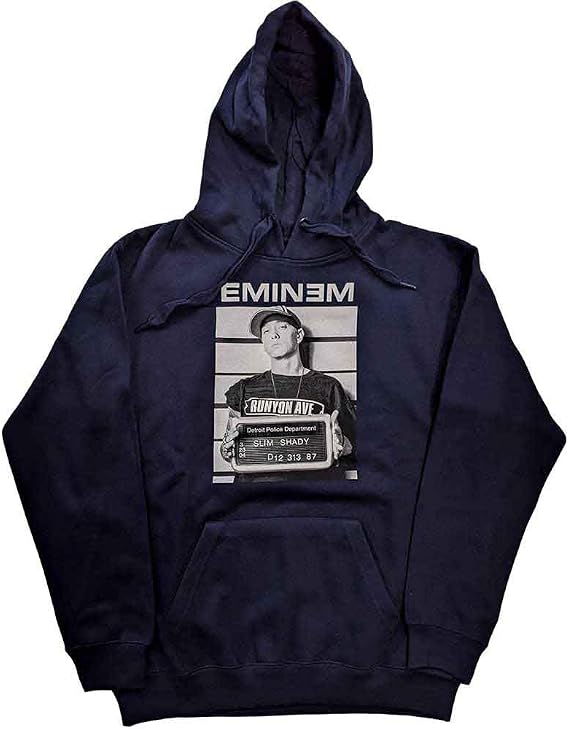 Eminem Arrest Logo New Official Unisex Navy Blue Pullover Size L, blue