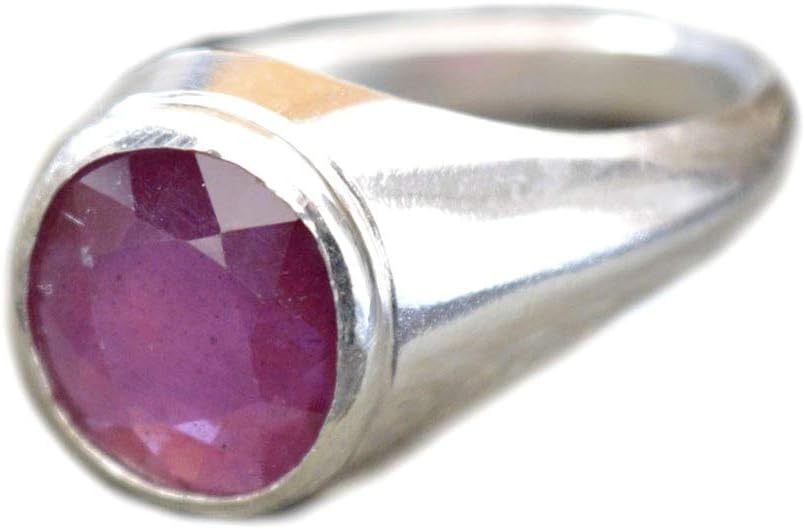 55Carat Natural Ruby Silver Ring for Men 3 Carat Oval Astrological Ring Size 5,6,7,8,9,10,11,12,13