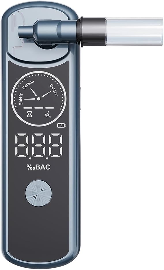 Moonpool Breathalyzer Alcohol Tester Portable Digital Breathalyzer with LCD Display & Tri-Color BAC Indicator, Voice Guidance, USB Rechargeable for Home & Party Use (Includes 4 Mouthpieces)