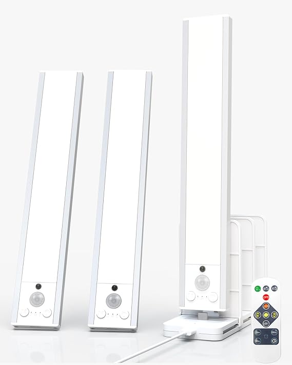 Under Cabinet Lighting Wireless with Remote, Rechargeable Under Cabinet Lights with Charging Station, 9 Inch Motion Sensor Light Indoor, 3 Color Temps & Dimmable for Kitchen, Closet, Hallway, 3-Pack