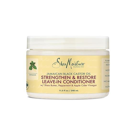SheaMoisture Leave-In Conditioner with Pure Jamaican Black Castor Oil for Damaged, Over-Processed Hair - Softens and Detangles, 11.5 oz