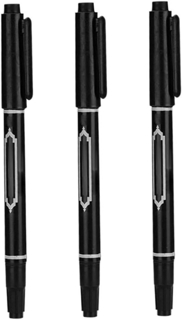 Temporary Tattoo Markers for Skin,3Pcs Tattoo Stencils for Kids and Adults,Fine Point Body Ink Pen Double Head Tattoo Marker Pen Easy to ColorBlack