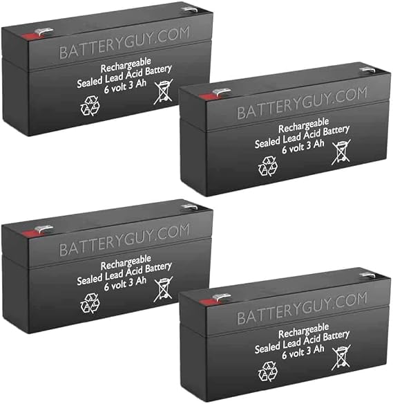 BatteryGuy BC-630 Replacement 6V 3Ah SLA Batteries Brand Equivalent (Rechargeable) - Qty of 4