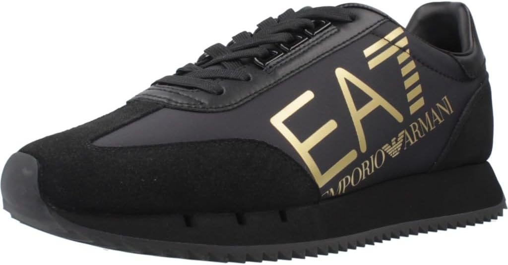 EA7 Men's Big Logo Trainers, Black/Gold