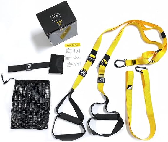 BRAVECOW Suspension Trainer Straps, Portable Lightweight Workout Bands Full Body Home Gym System for Indoor Outdoor Strength Training Fitness Home, Travel
