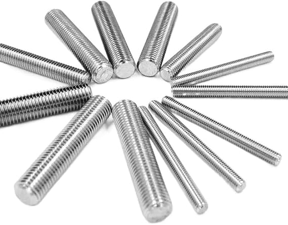 Fully Threaded Rod Studs, 304 Stainless Steel Full Thread Bar Screw Threaded Tooth Strip,Threaded Rod M3 M4 M5 M6 M8 M10 M12 M14 M16 M18 M20 Length 20~500mm(M5*250mm)