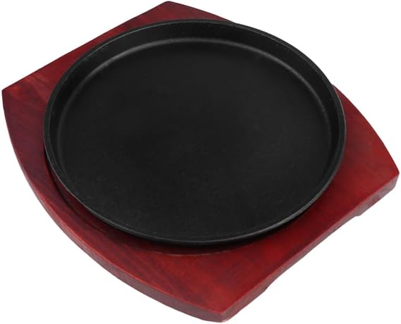 Heavy Duty Cast Iron Round Grill Pan for Steak and Roasting