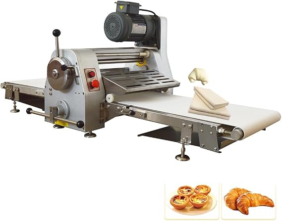 Commercial Dough Sheeter, 65x15.7 Reversible Conveyor Belt, 0.04"-1.26" Adjustable Thickness, Foldable Fondant Flattener Croissant Danish Pastry Bakery 110V