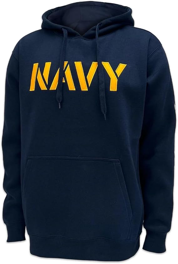 Armed Forces Gear US Navy Anchor Embroidered Fleece Hooded Sweatshirt (Navy)
