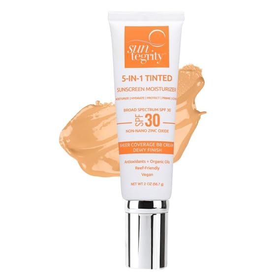Suntegrity 5 in 1 Mineral Tinted Sunscreen SPF 30 for Face, Sheer, Medium