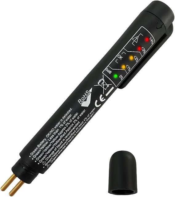 Brake Fluid Liquid Tester Pen, Hydraulic Liquid Oil Moisture Analyzer with 5 LED Indicators, High-Precision Diagnostic Testing Tool for DOT 3 DOT 4 DOT 5.1 Brake Fluid