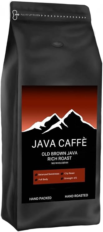 Java Caffe 'Old Brown Java' Full Medium Roast 1kg, Hand Roasted Artisan Coffee Beans, Resealable Bag