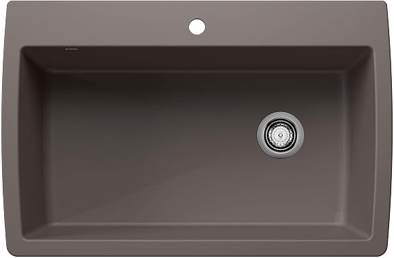 BLANCO 443109 Diamond Silgranit Super Single Sink Drop-In or Undermount, 33.5" L X 22" W - Volcano Gray