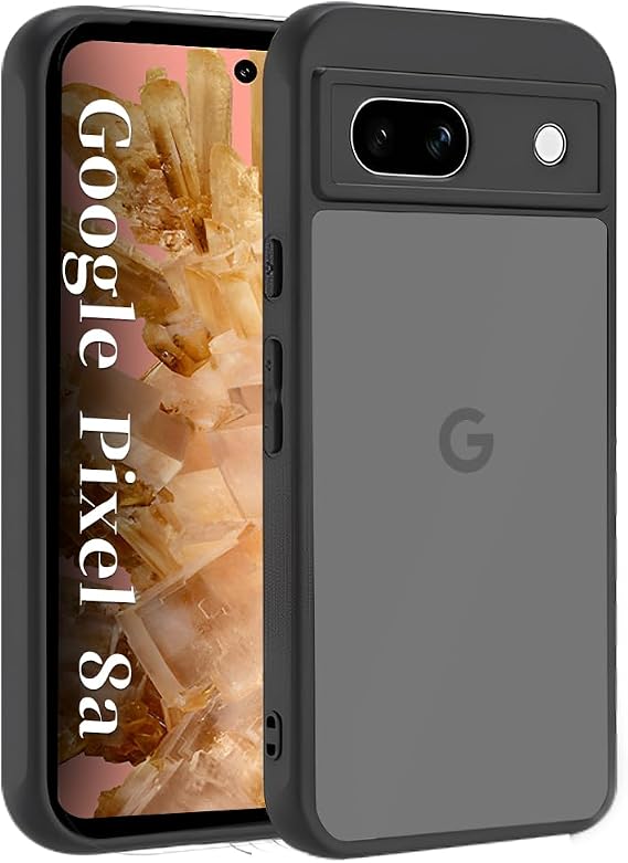 ZXZone Matte Case for Google Pixel 8A, Frosted Translucent Back Phone Cover, Non-Yellowing Shockproof Bumper Protective Phone Cover, Anti-Scratch Hard PC Back Anti-Fingerprint (Black)