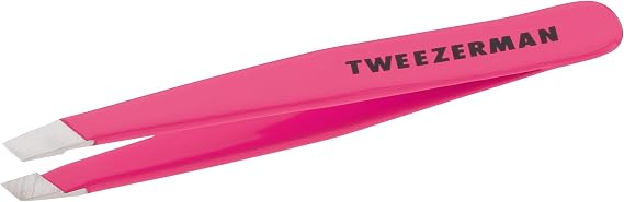Tweezerman Neon Pink Mini Slant Tweezer, Stainless Steel (Pack of 1)