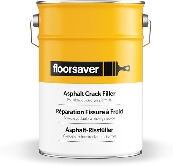 Floorsaver Asphalt Crack Filler | Quick-drying, pourable bitumen filler | Easily repair cracked driveways and asphalt | 5L