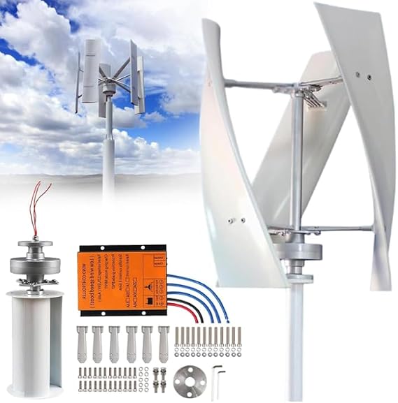 10000W/12000W No Noise Vertical Magnetic Levitation Upright Wind Turbine, 12V-220V with Waterproof Charge Controller 3 Blades for Home Use Vertical Wind Turbine,10000W-24V