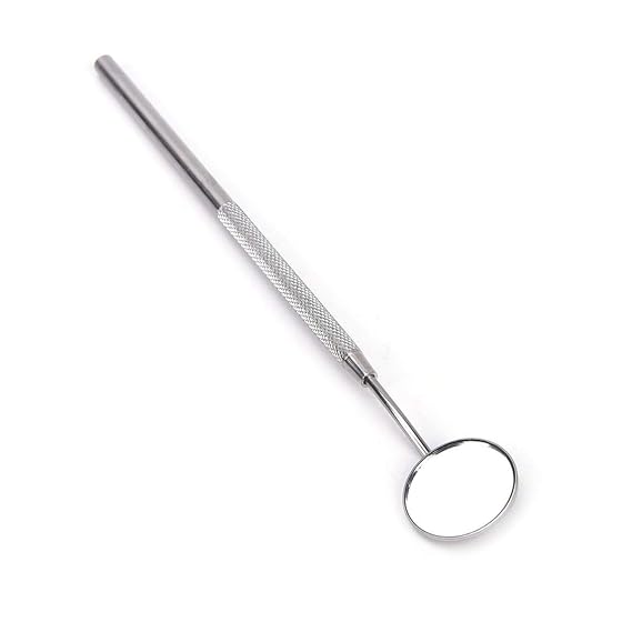 Dental Mouth Teeth Inspection Mirror #5 with Stainless Handle, Cone Socket, Total Length 6.5"