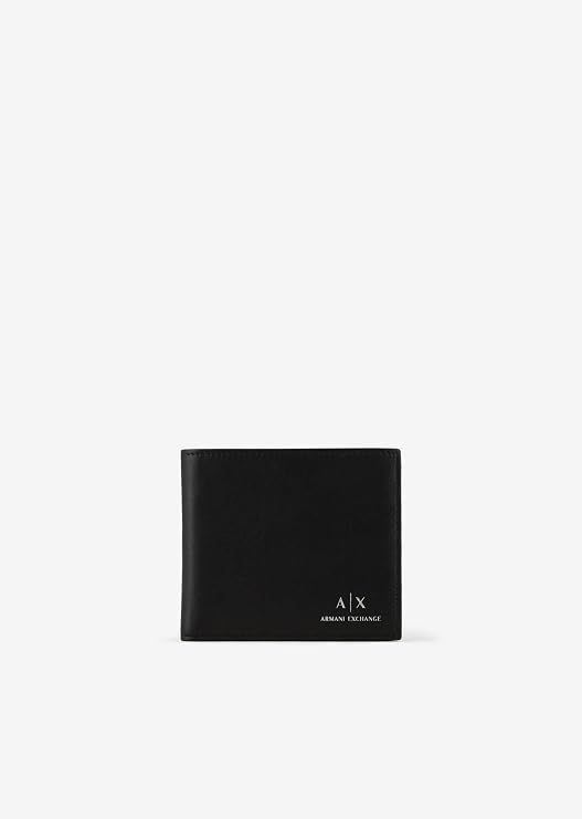 Armani Exchange A|X Logo Smooth Leather Wallet - Black
