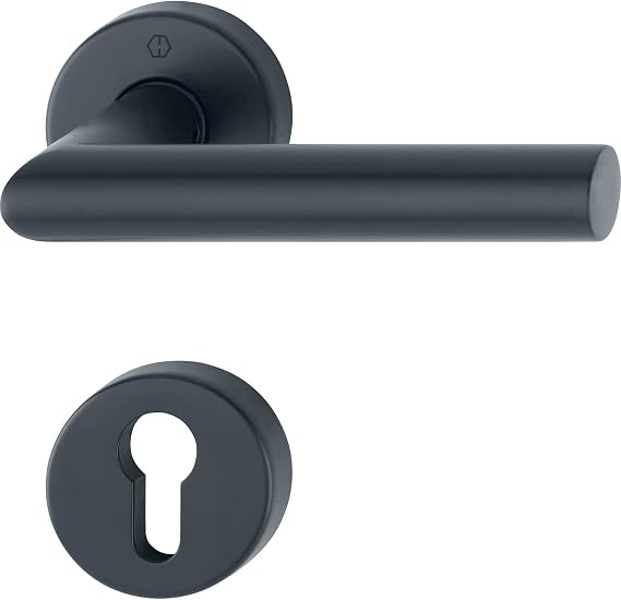 HOPPE Amsterdam 12033236 Handle Set on Rosette PZ, Stainless Steel Matte Black