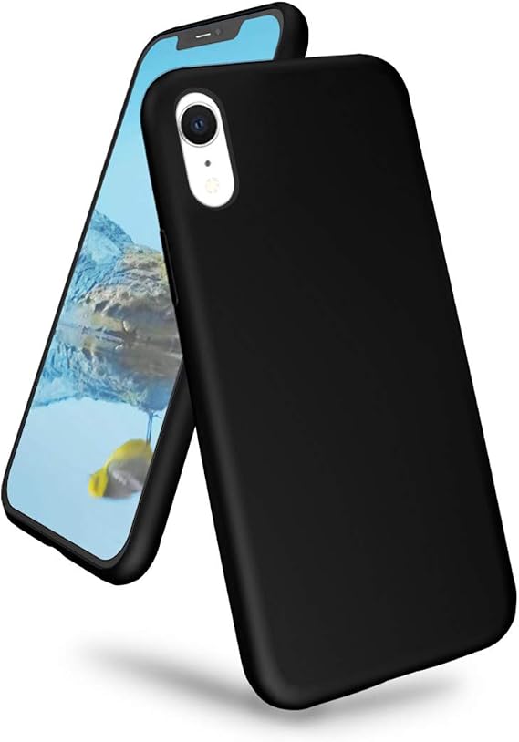Compatible with iPhone XR Case, Drop Protection Liquid Silicone Gel Rubber Full Body Bumper Cover with Soft Microfiber Shockproof Phone Case for iPhone XR 6.1" (Black 1)