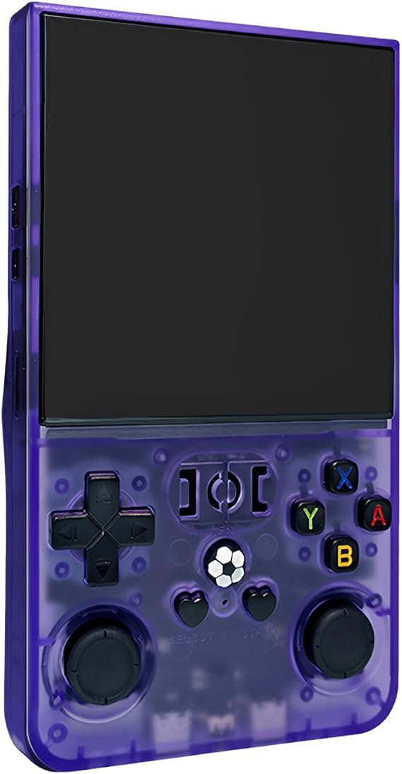 R36MAX Retro Handheld Game Console, 4.0 Inch IPS HD Screen Portable Retro Game Console, Portable Pocket Arcade with 128G Storage, Open Source Linux & 4000mAh Battery (Clear Purple)