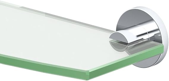 Gatco 4686 Channel Glass Shelf, Chrome/Wall Mounted 20.13" X 5.25" Tempered/Floating Rectangle Glass Shelf for Bathroom