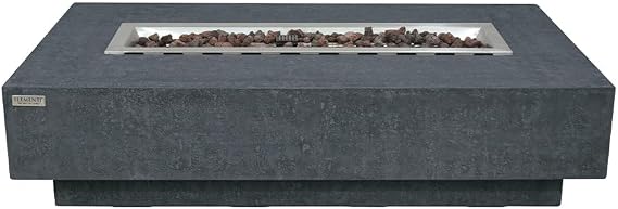 Elementi Hampton Natural Gas Fire Pit Table Cast Concrete 56 x 32-in
