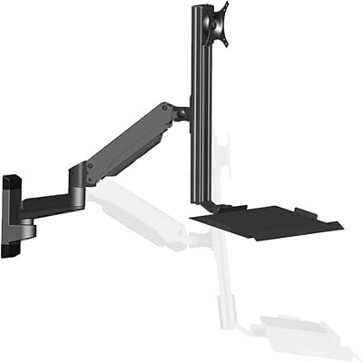 Monitor Arm Stand Heavy Duty Wall Mount Monitor Bracket Arm, Wall Mount Lift Workstation with Foldable Keyboard Tray, Industrial Wall Mount Monitor Stand Fits Monitors up to 32 Monitor Arms Stand