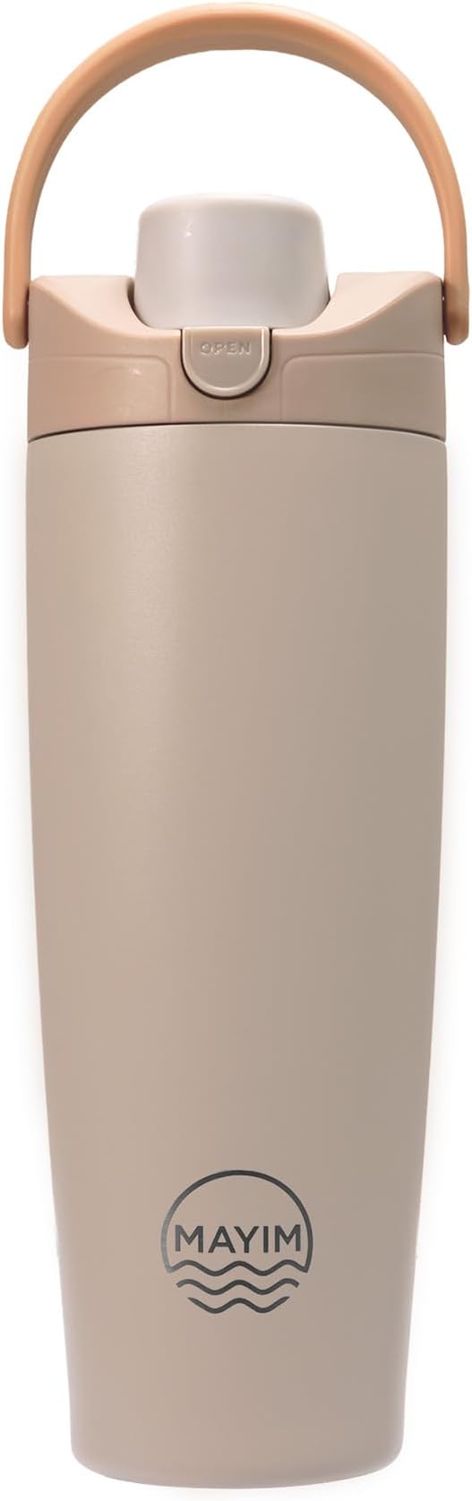 Mayim Snap-Sip Insulated Water Bottle 30 oz with Straw, One-Press Flip Lid, Auto Pop-Up Straw, Slide-Lock Leakproof Cap, Chug Mode, Carry Handle, BPA Free (Sand)