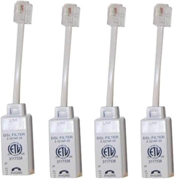 ScreenBeam Universally Compatible Inline DSL Phone Filters - 4 Pack (FLTR4DSL02), White